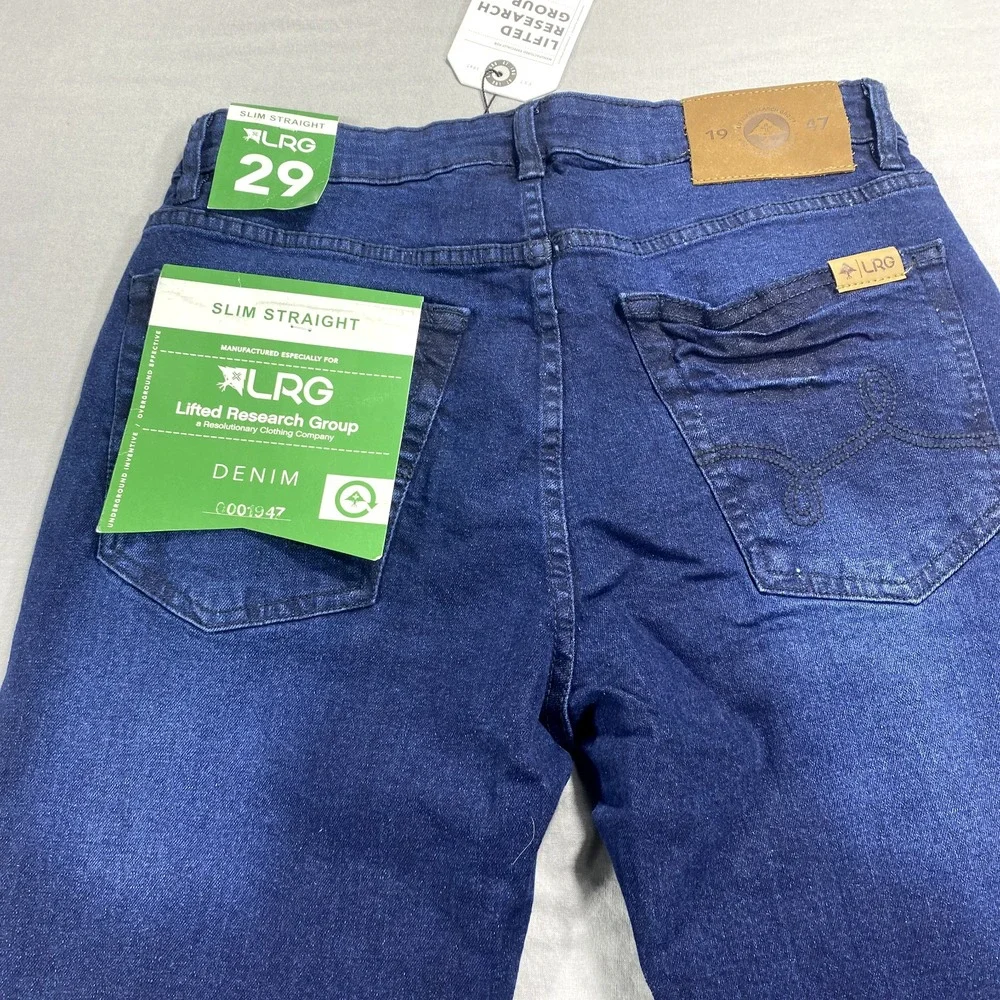 NEW LRG Lifted Research Group Jeans Mens 29x30 Slim Straight Stretch Dark Wash ^